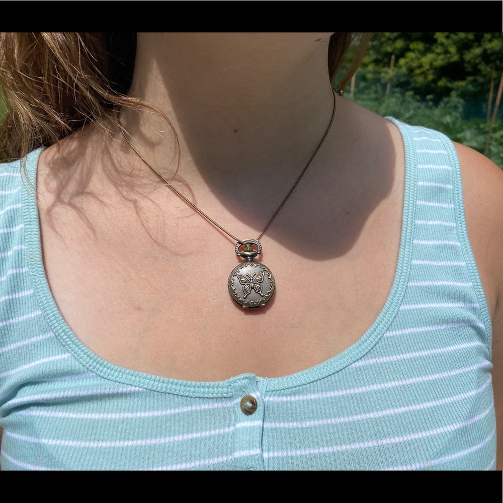 Butterfly watch necklace
